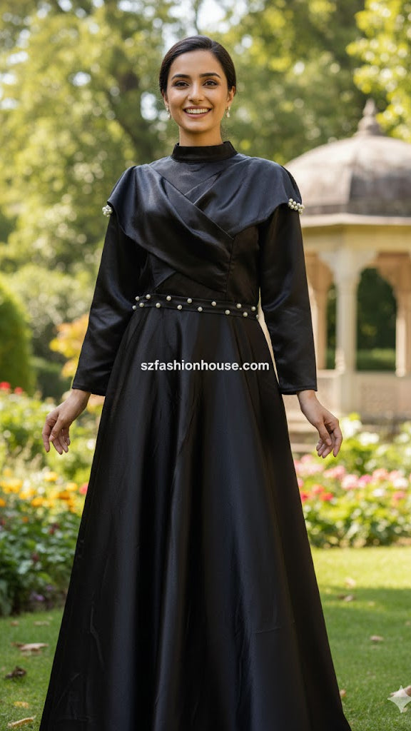 Black Pearl Wrap Gown – S&Z Fashion House