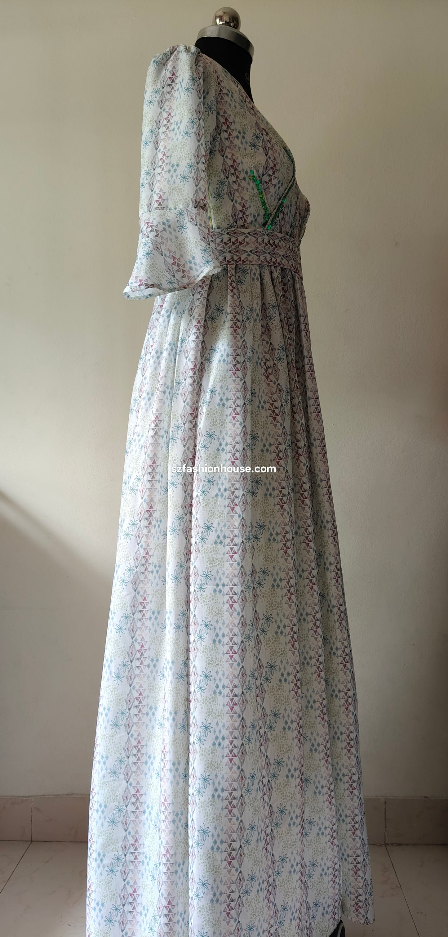 Long floral dress - Long Sleeves - gown for women party wear | cocktail gowns | long party dresses for women
