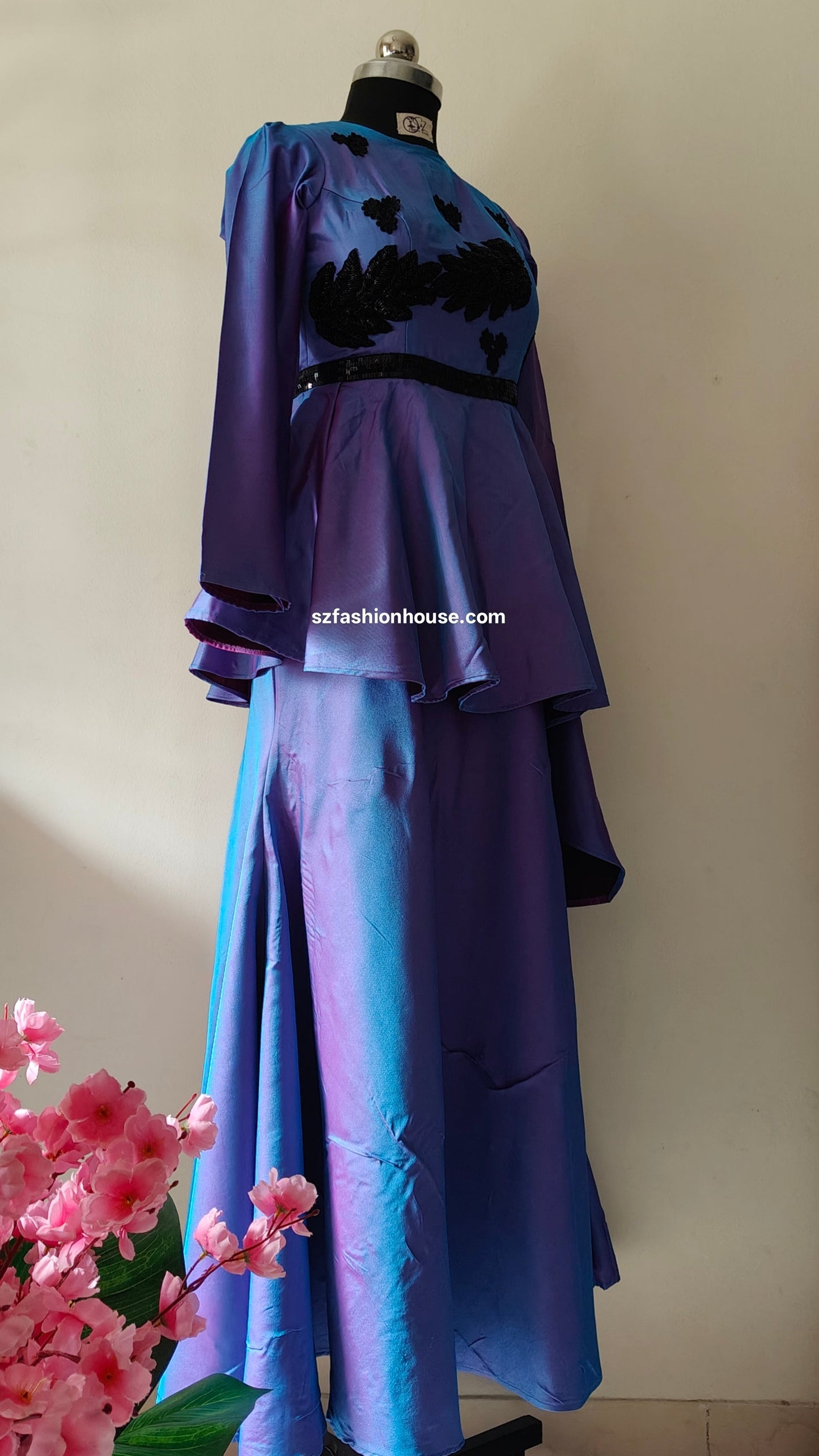 Purple dress - Long Sleeves - gown for women party wear | cocktail gowns | long party dresses for women