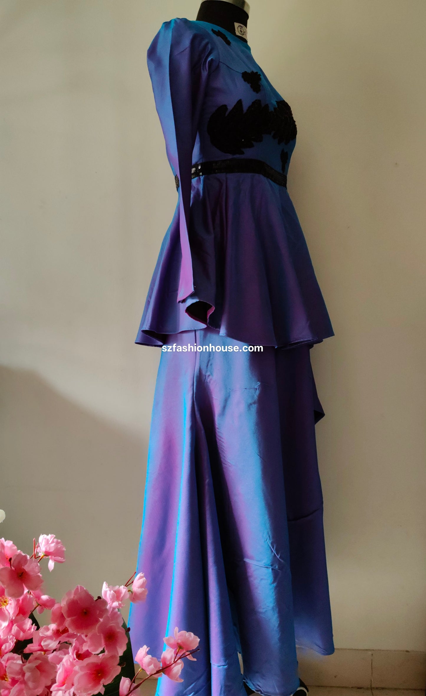 Purple outfit - Long Sleeves - gown for women party wear | cocktail gowns | long party dresses for women