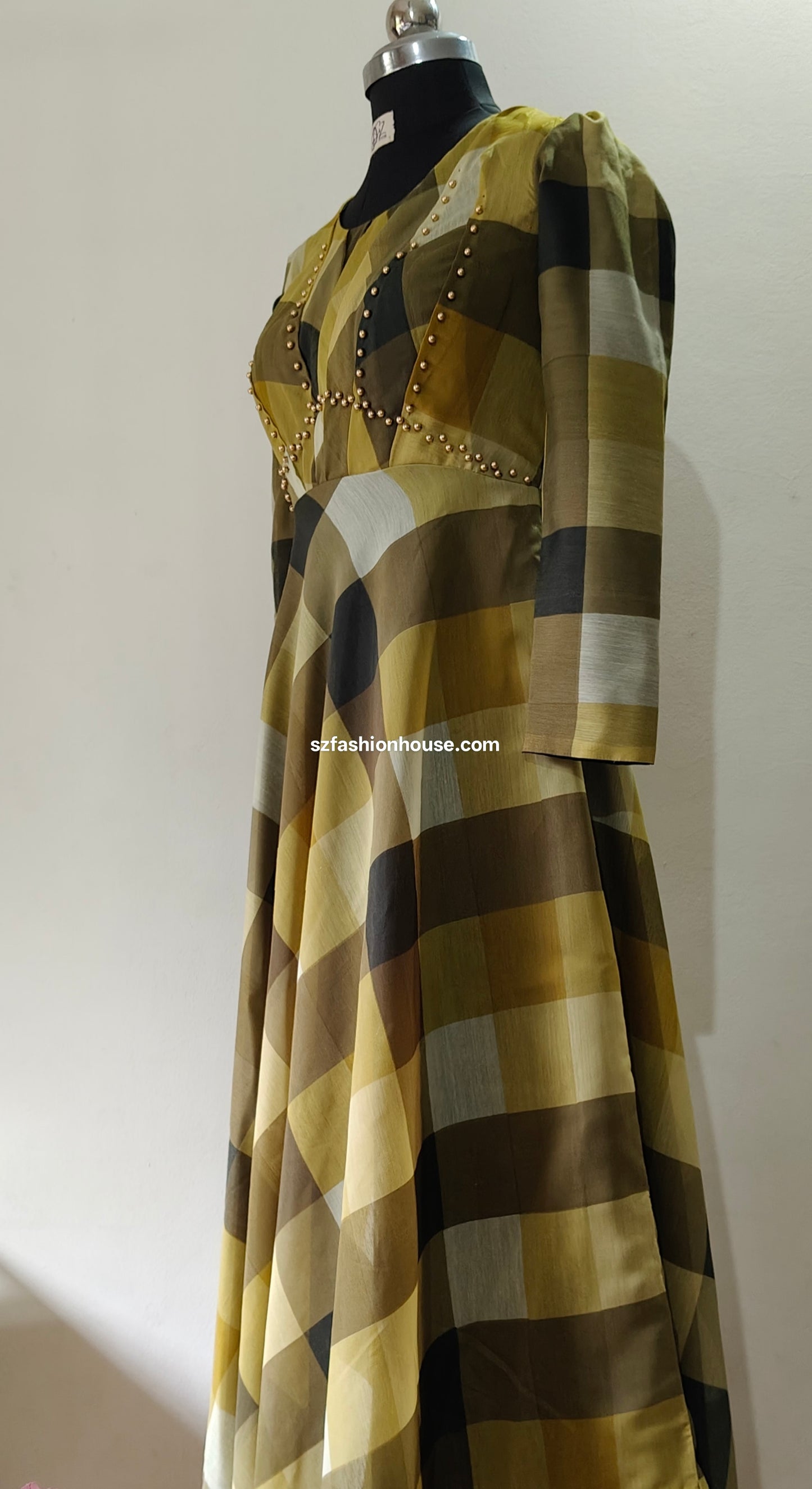 Plaid dress - Long Sleeves - gown for women party wear | cocktail gowns | long party dresses for women