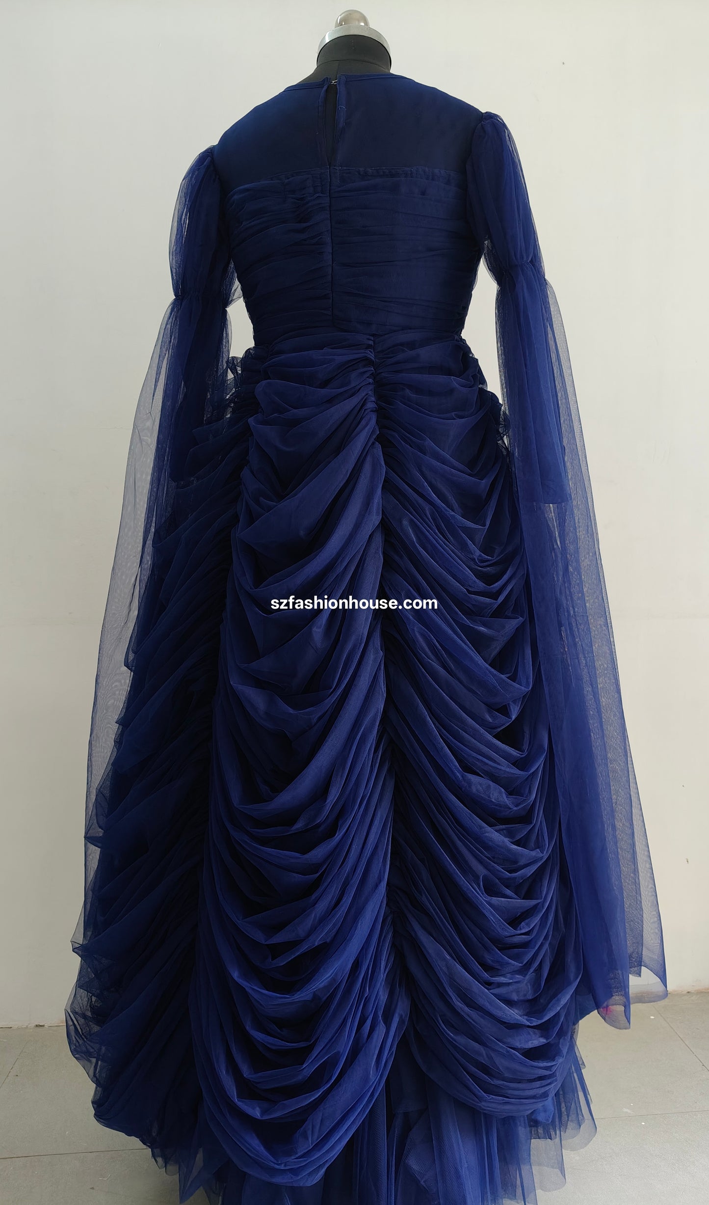 Blue evening gown - Long Sleeves - gown for women party wear | cocktail gowns | long party dresses for women