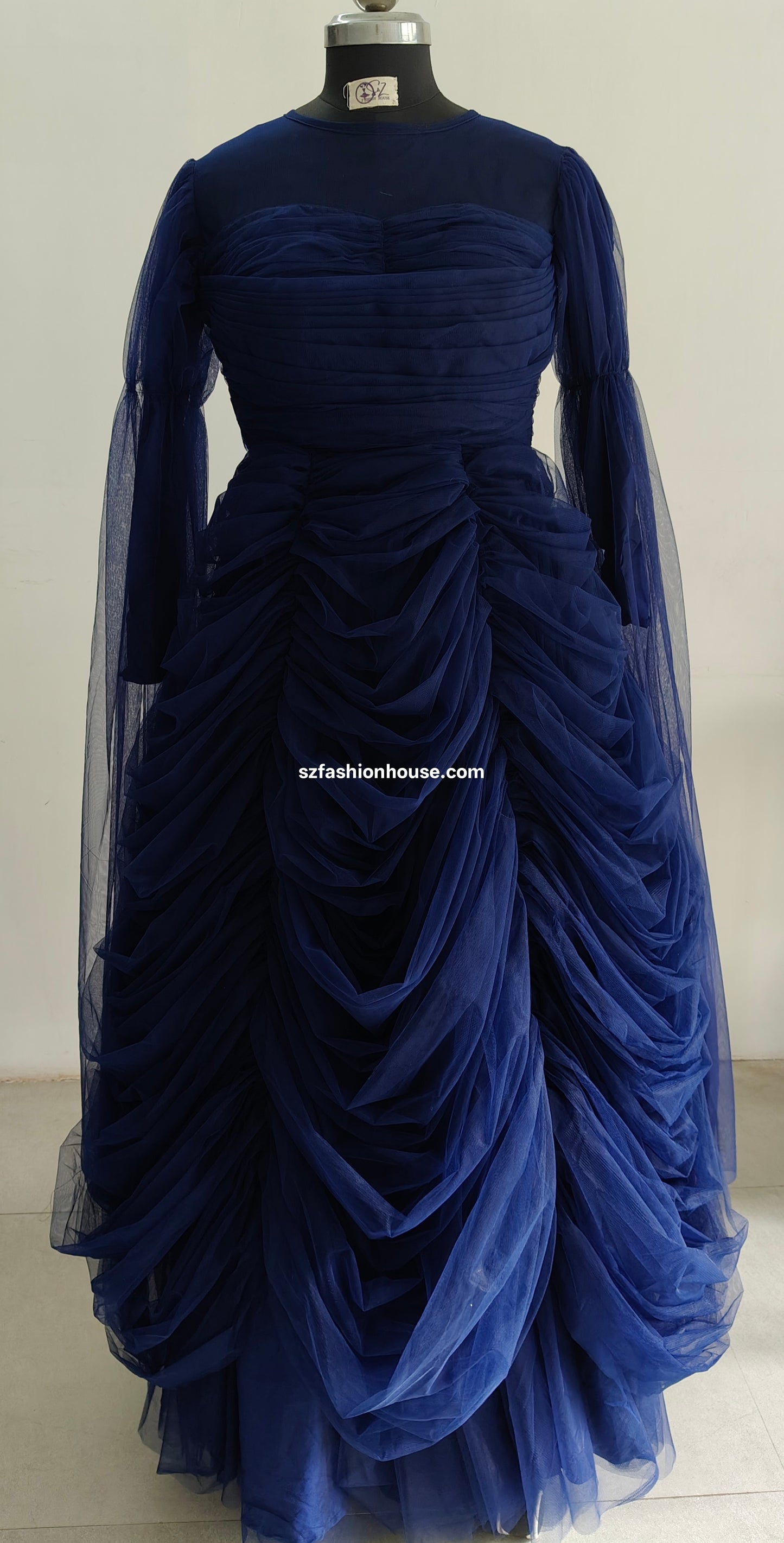Navy blue evening gown - Long Sleeves - gown for women party wear | cocktail gowns | long party dresses for women