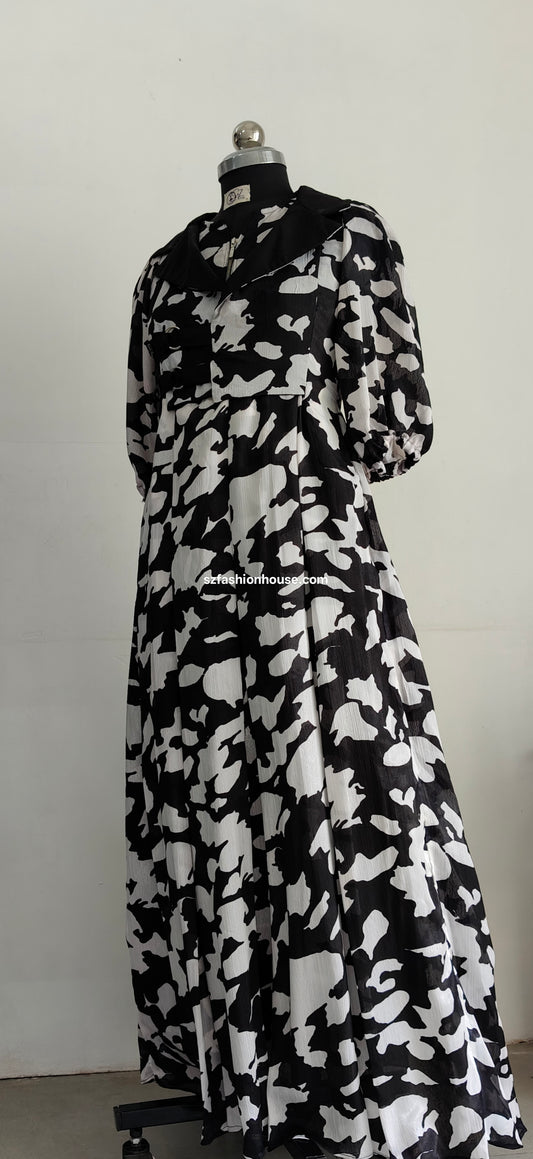 Black & White Animal Print Gown