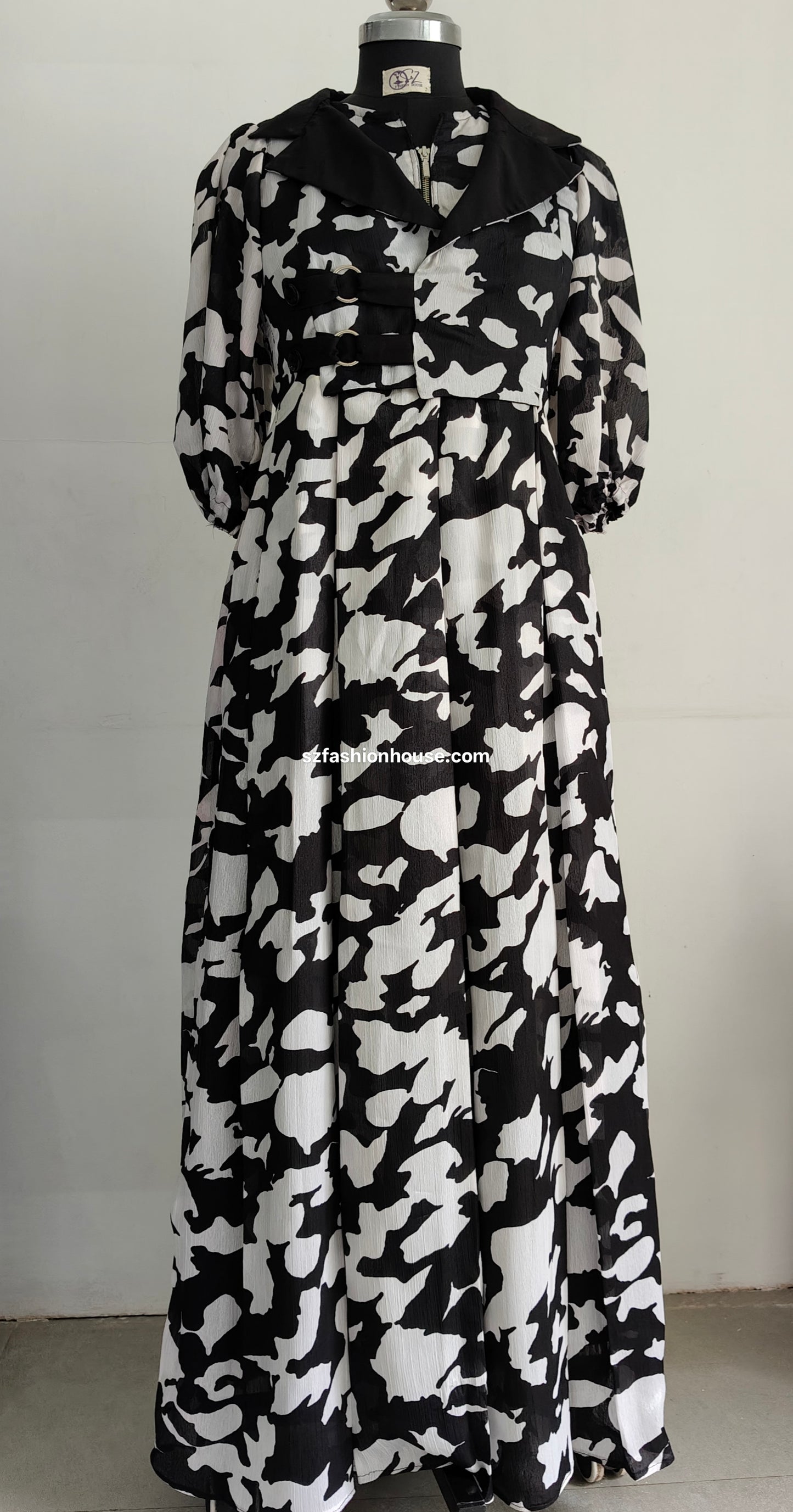 Black & White Animal Print Gown
