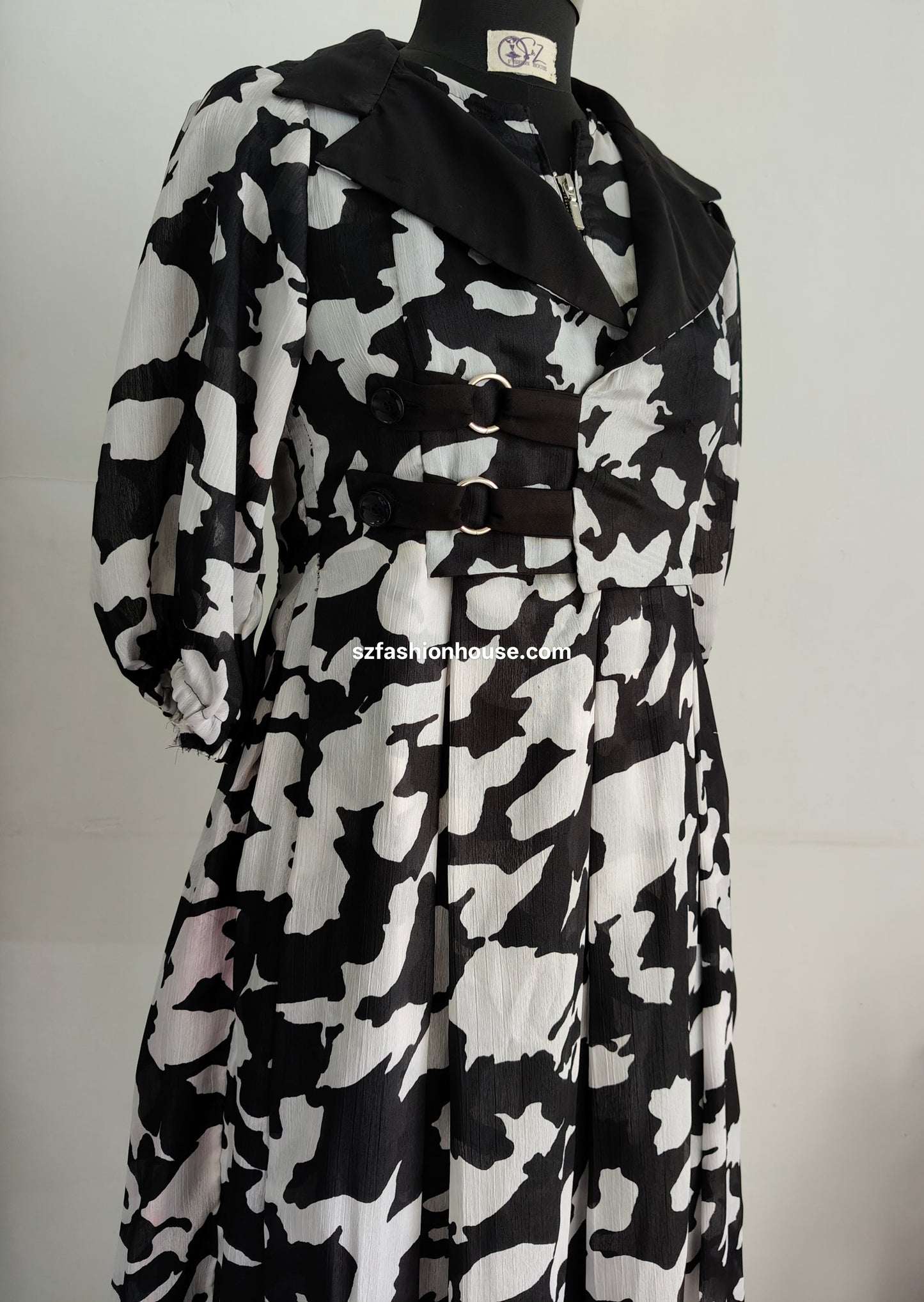 Black & White Animal Print Gown