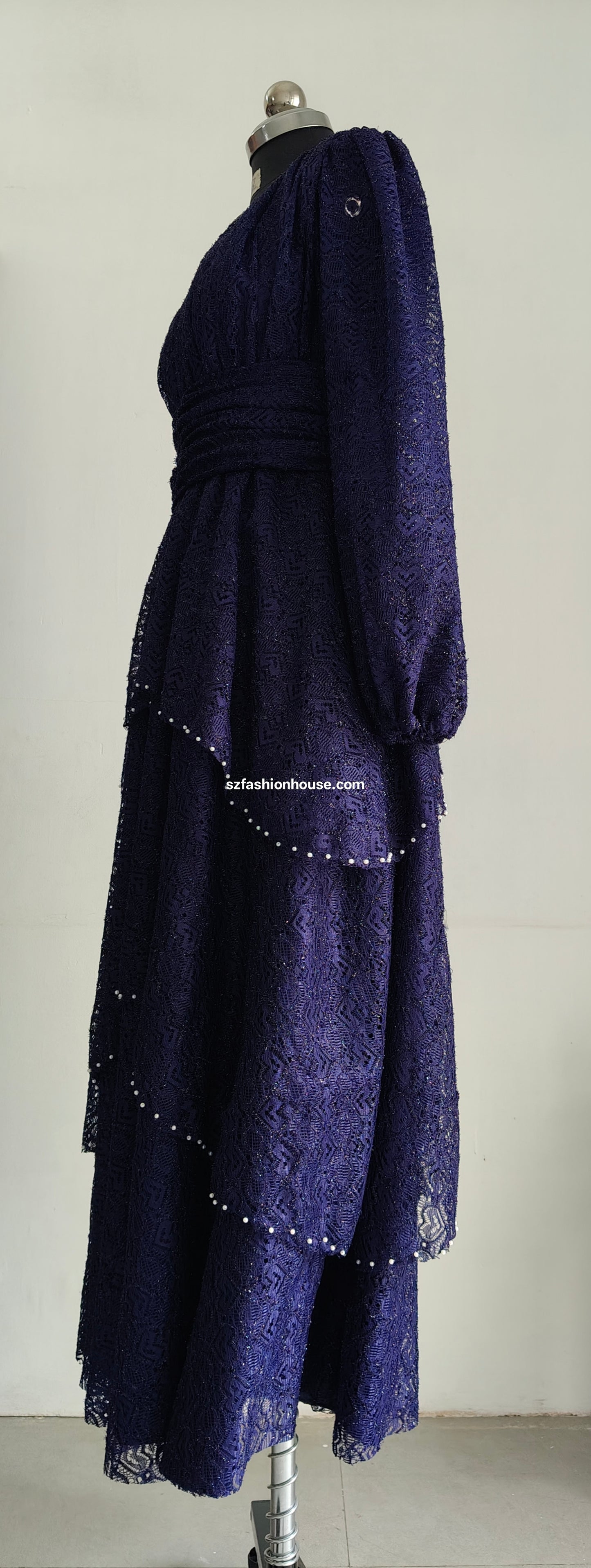 Navy blue dress- Long Sleeves - gown for women party wear | cocktail gowns | long party dresses for women