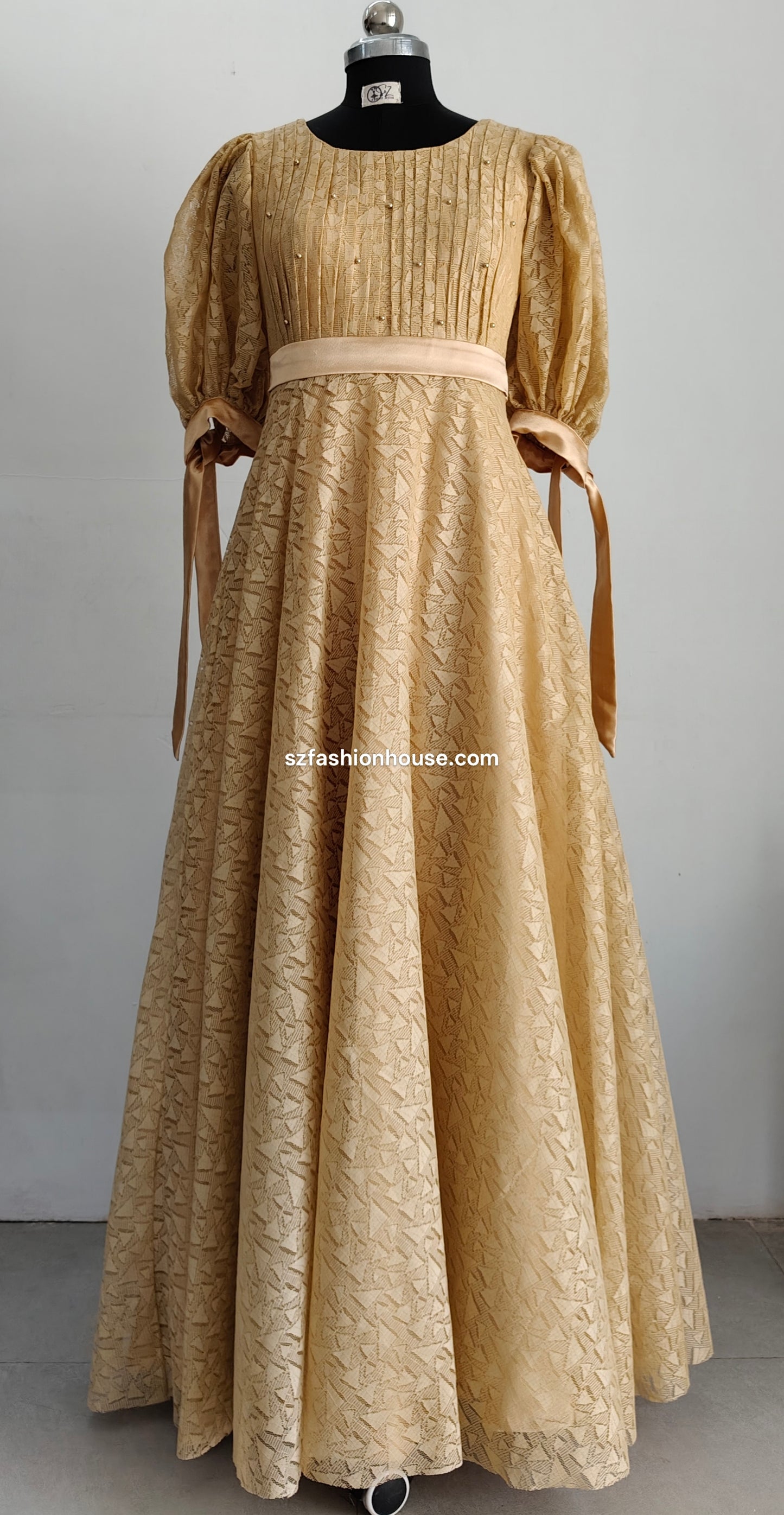 Vintage-style beige dress - long gown for women | party wear gown