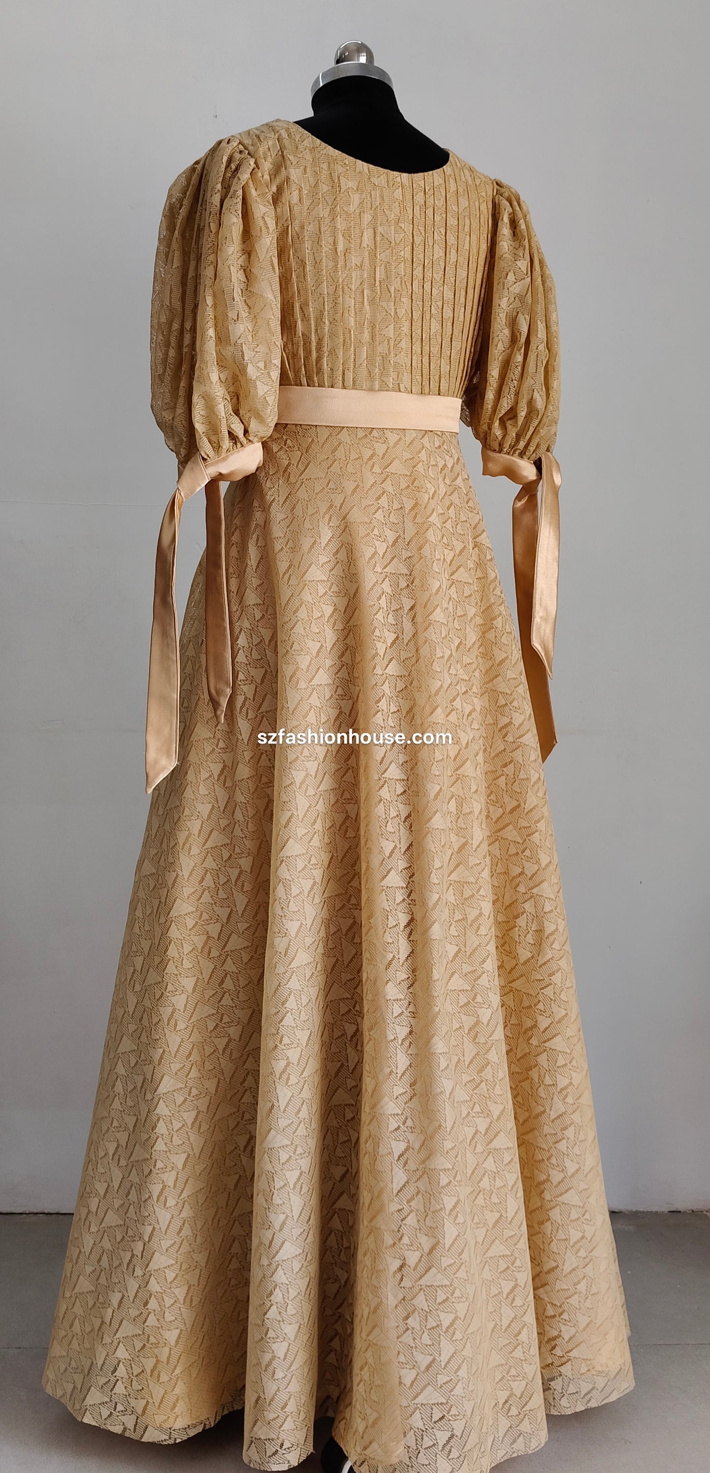 Vintage gold dress - long gown for women | party wear gown