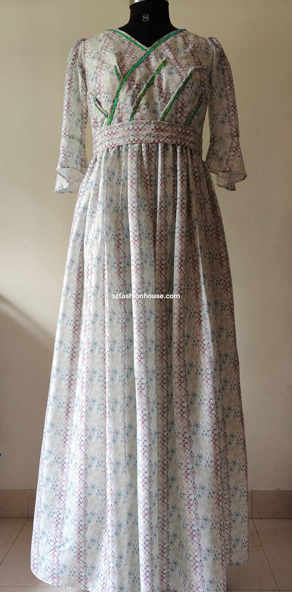 Long floral dress - Long Sleeves -  gown for women party wear | cocktail gowns | long party dresses for women