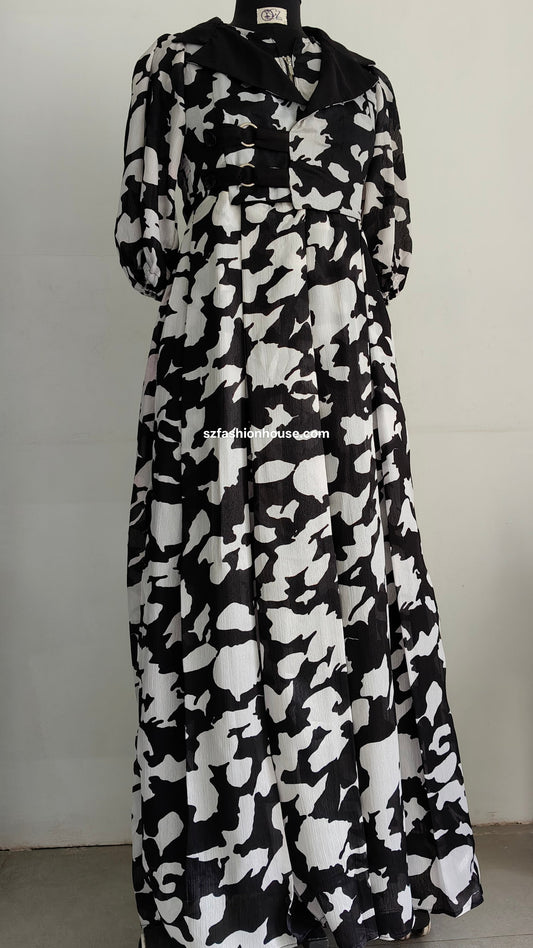 Black & White Animal Print Gown