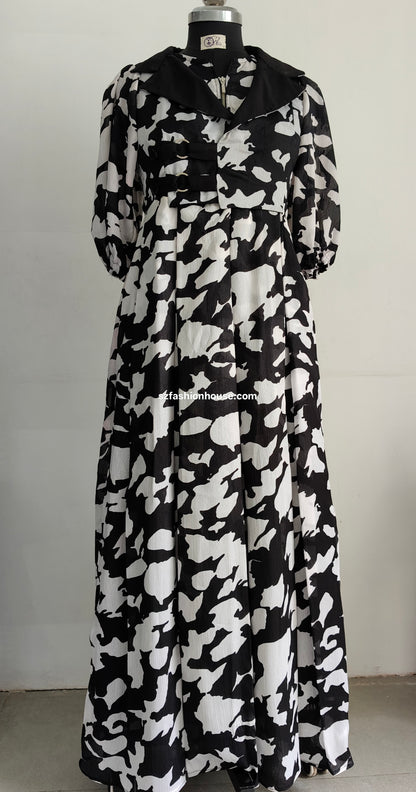 Black & White Animal Print Gown