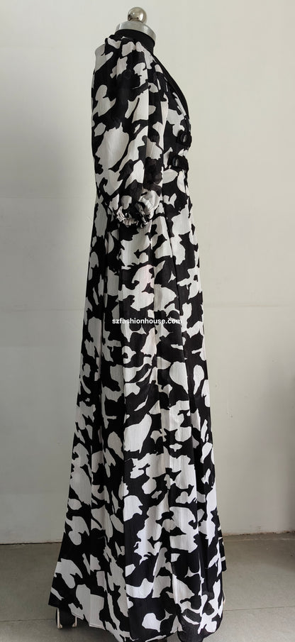 Black & White Animal Print Gown