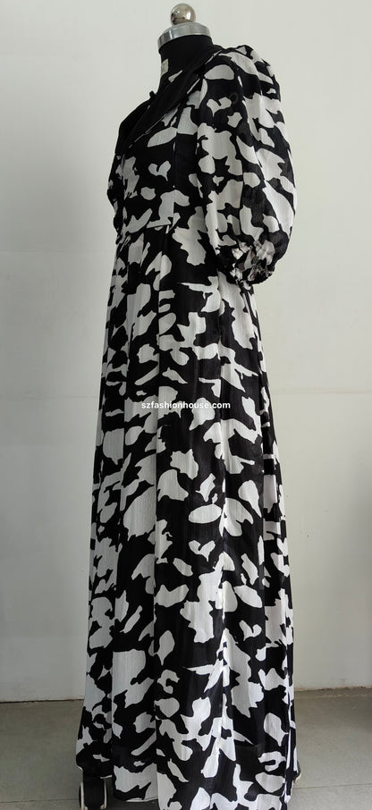 Black & White Animal Print Gown