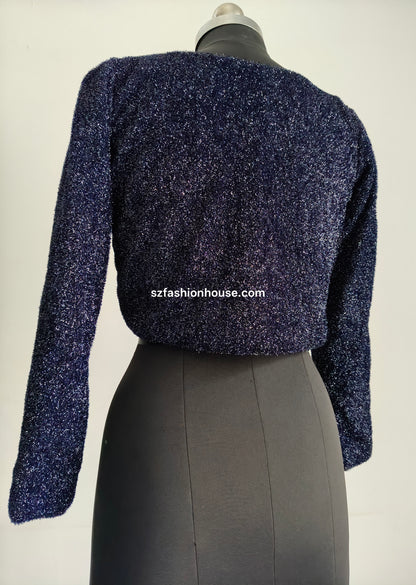 Navy Blue Sparkle Bolero Jacket