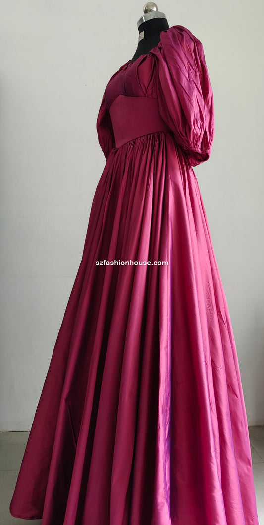 Magenta evening gown- long gown for women | party wear gown