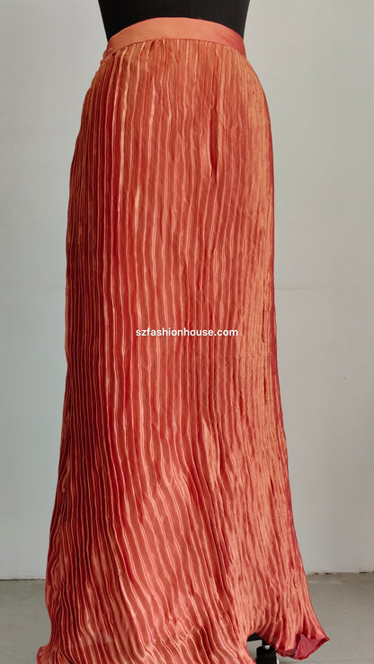 Two-Tone Red Pleated Skirt