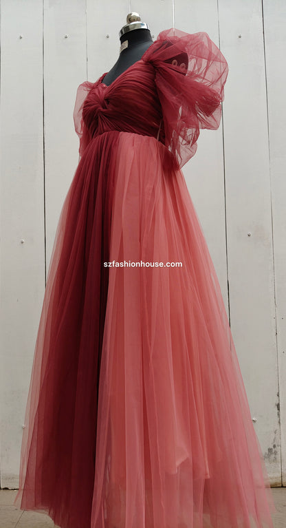 Red and pink evening gown 