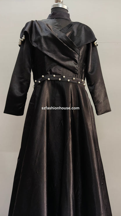 Black dress with pearl embellishments 