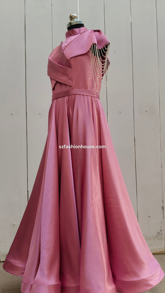 Blush Pearl Cape Gown