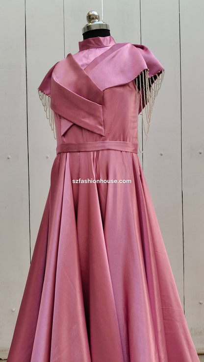 Blush Pearl Cape Gown