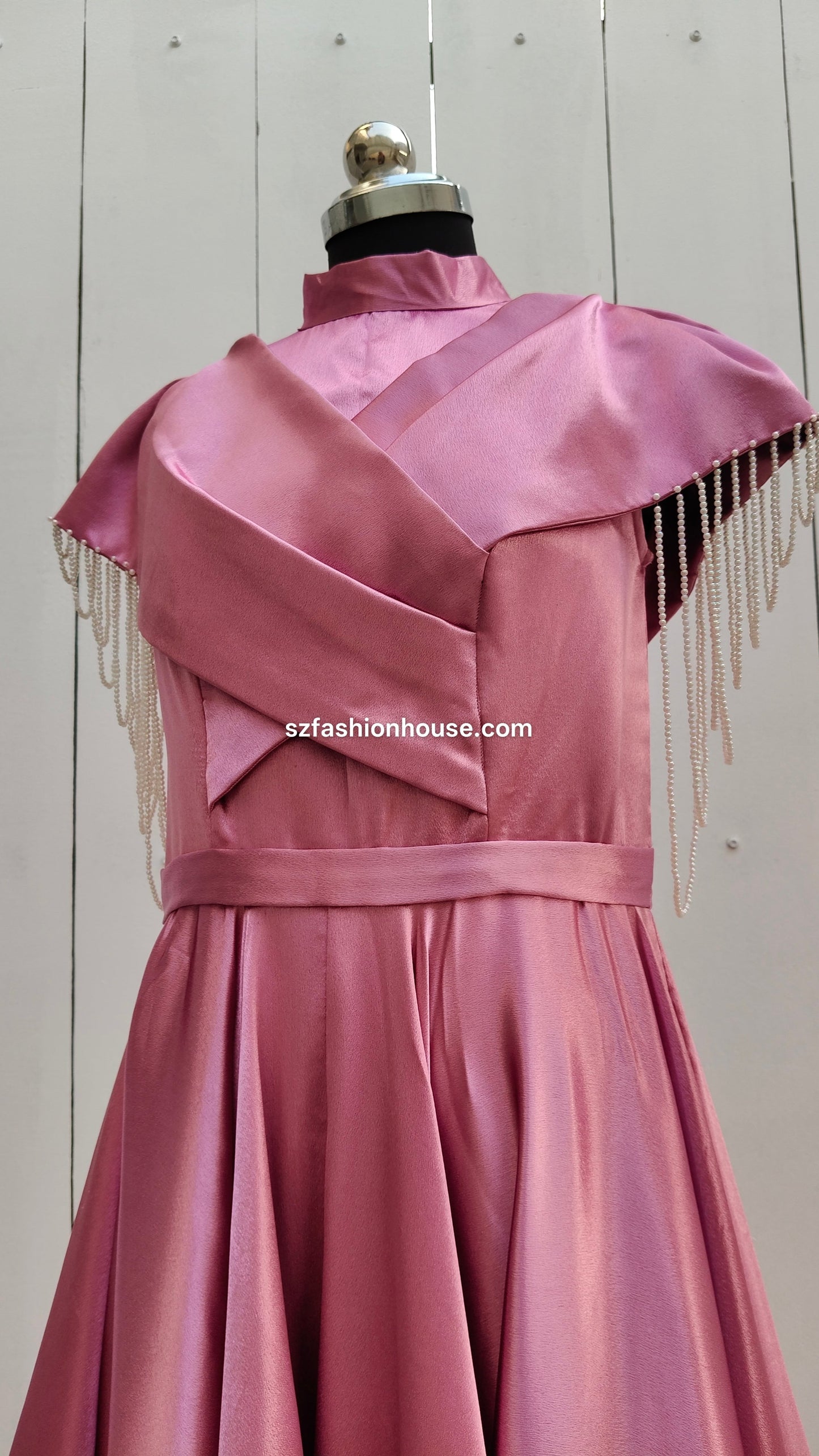 Blush Pearl Cape Gown