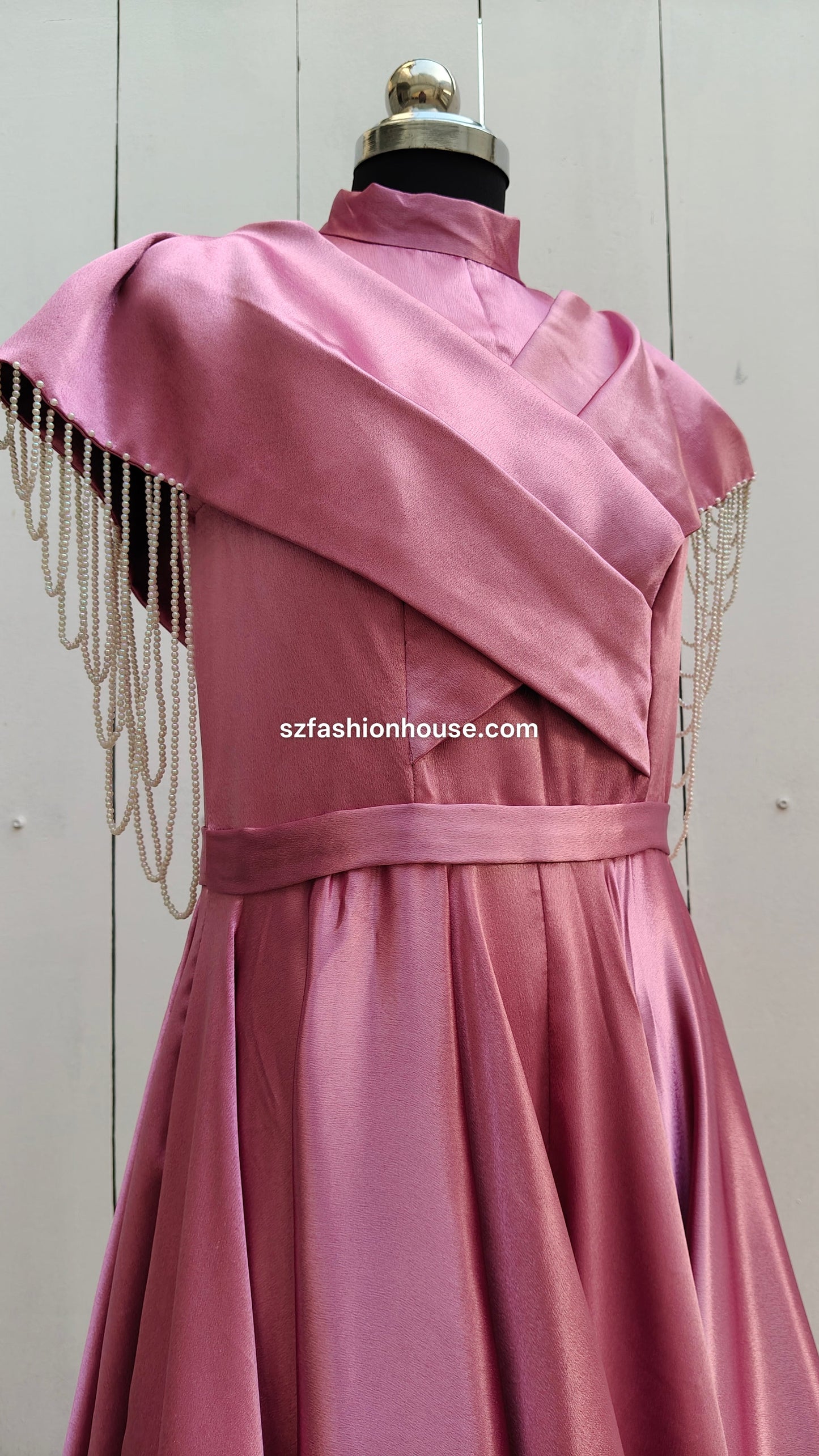 Blush Pearl Cape Gown