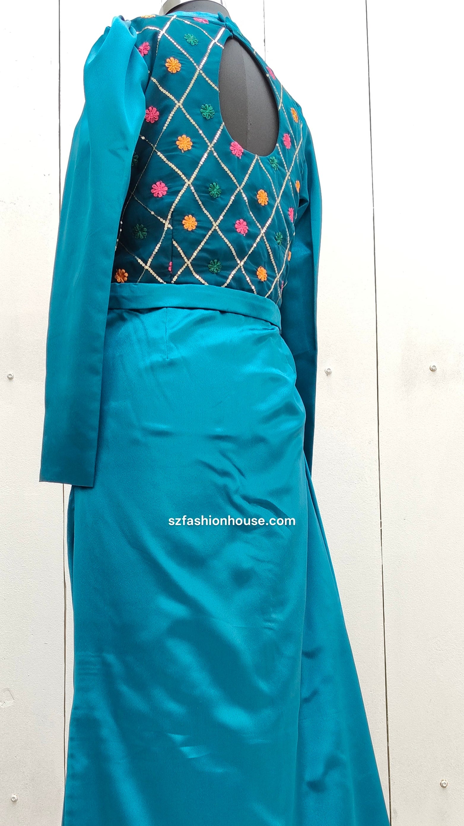 Teal traditional outfit 