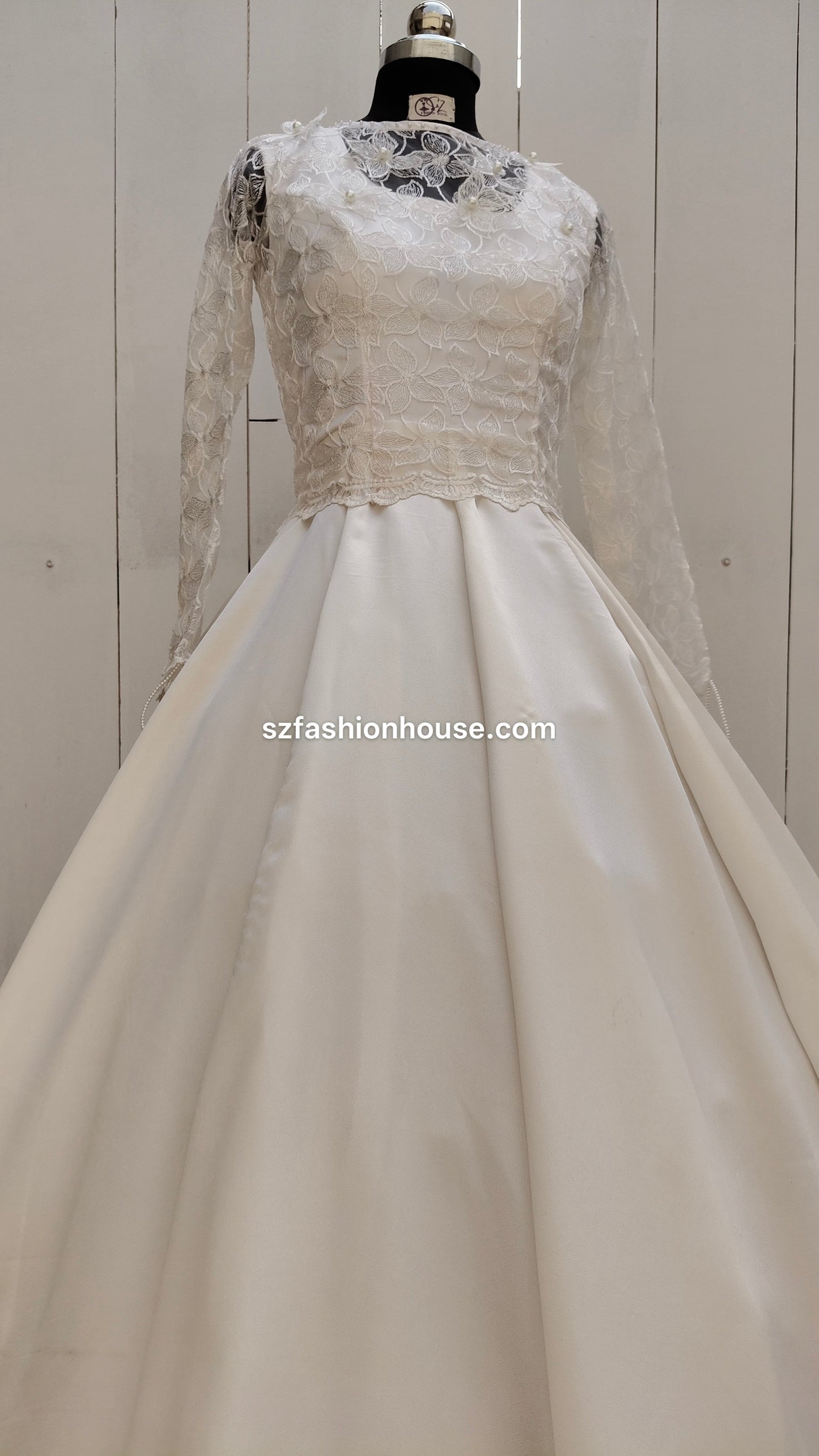 White wedding dress with lace top 