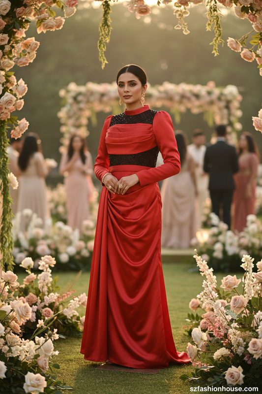 Scarlet Noir Drape Gown