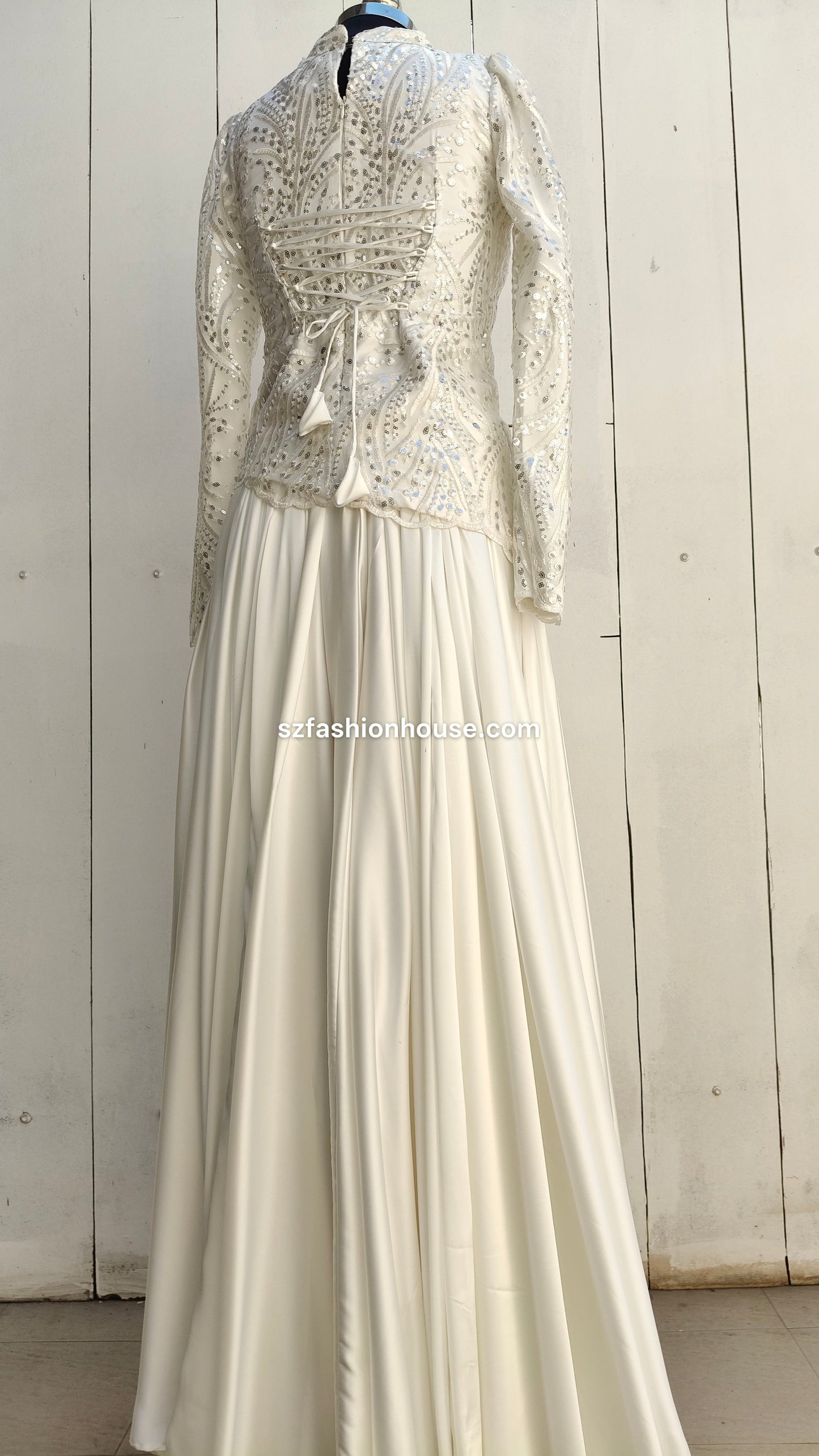 White lace top and skirt set
