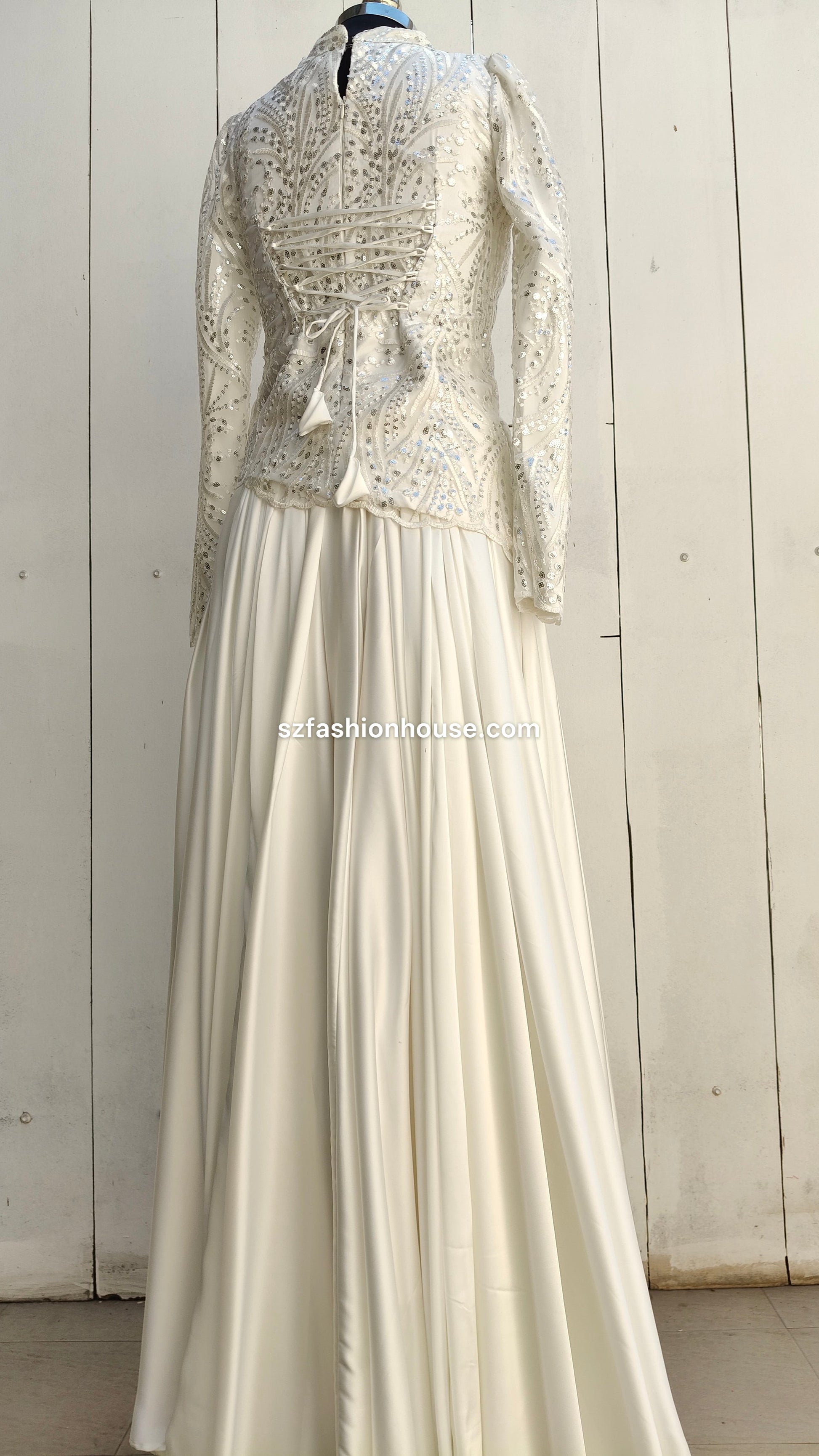 White lace top and skirt set
