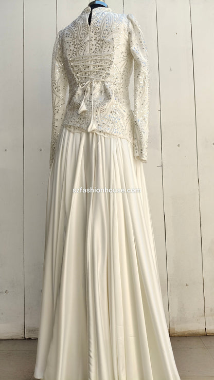 White lace top and skirt set