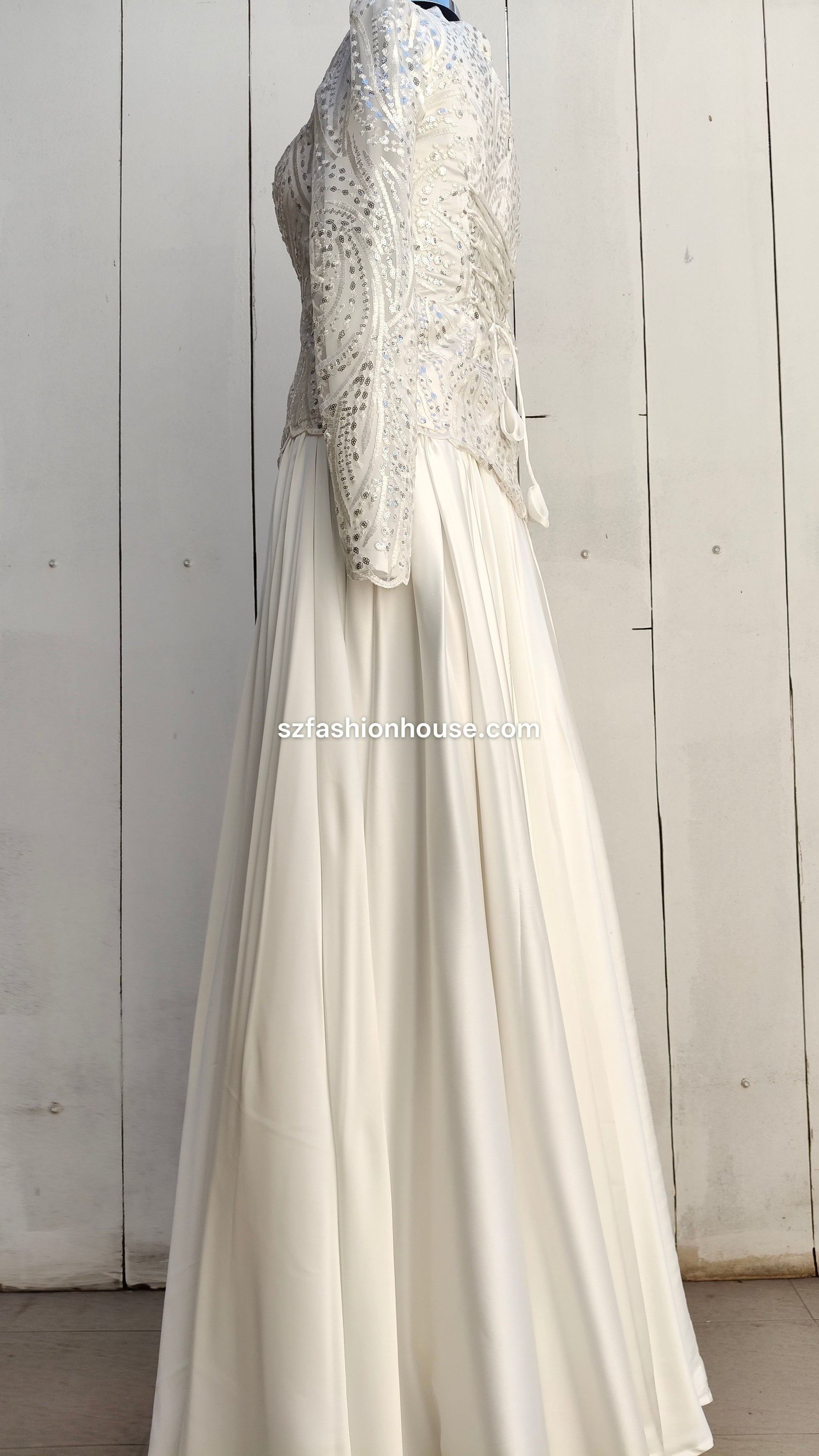 White lace wedding dress