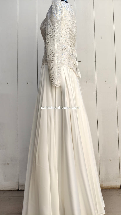 White lace wedding dress