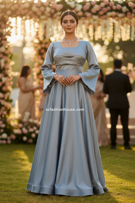 Light Silver Satin Gown