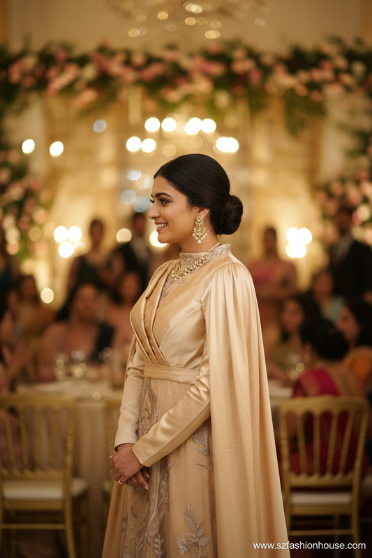 Cream Celeste Cape Gown