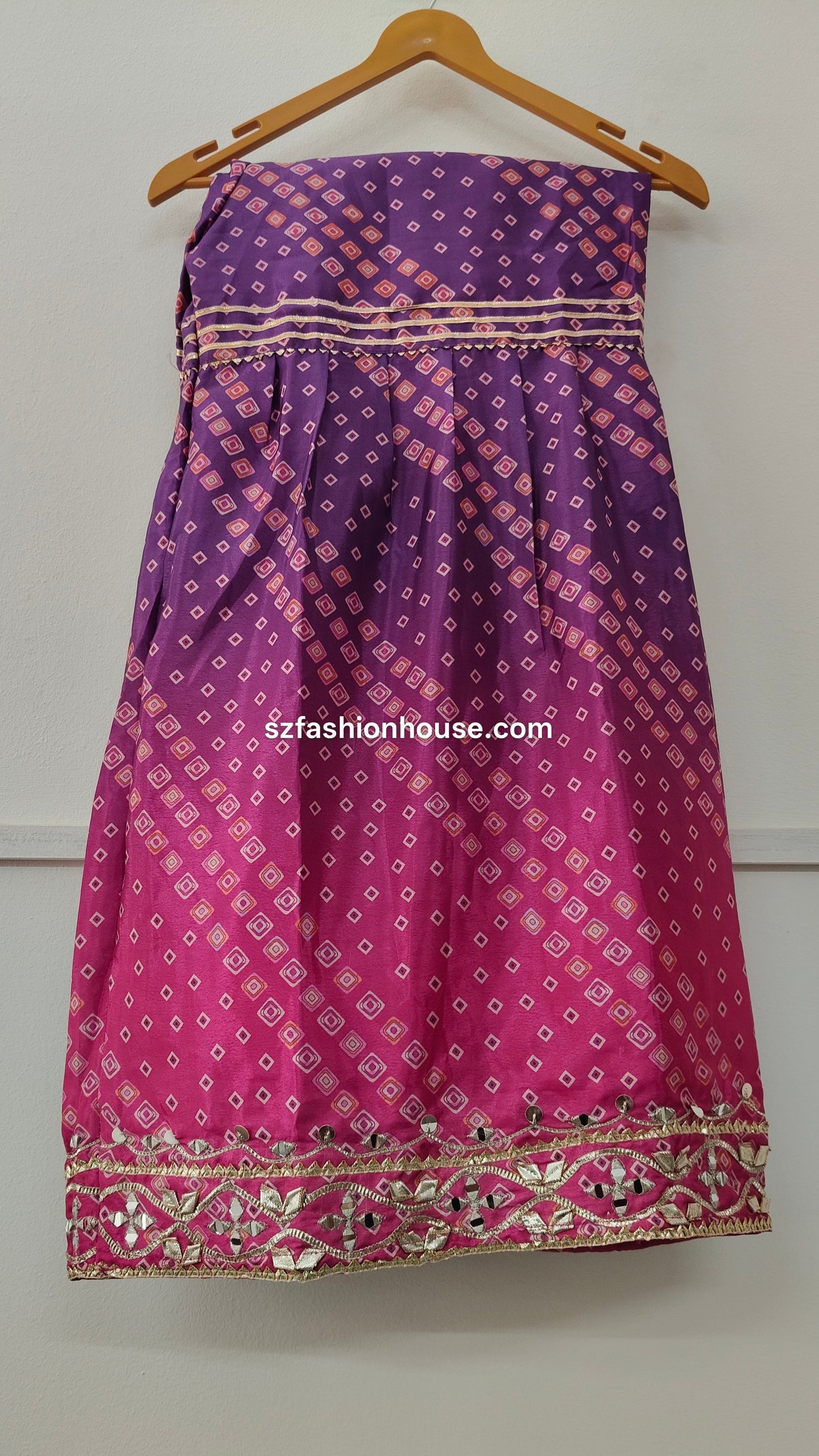 Purple and pink bandhni sharara