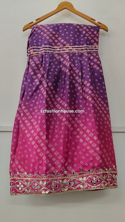 Purple and pink bandhni sharara