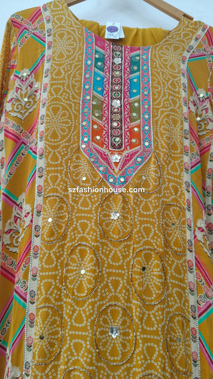 Colorful embroidered traditional dress