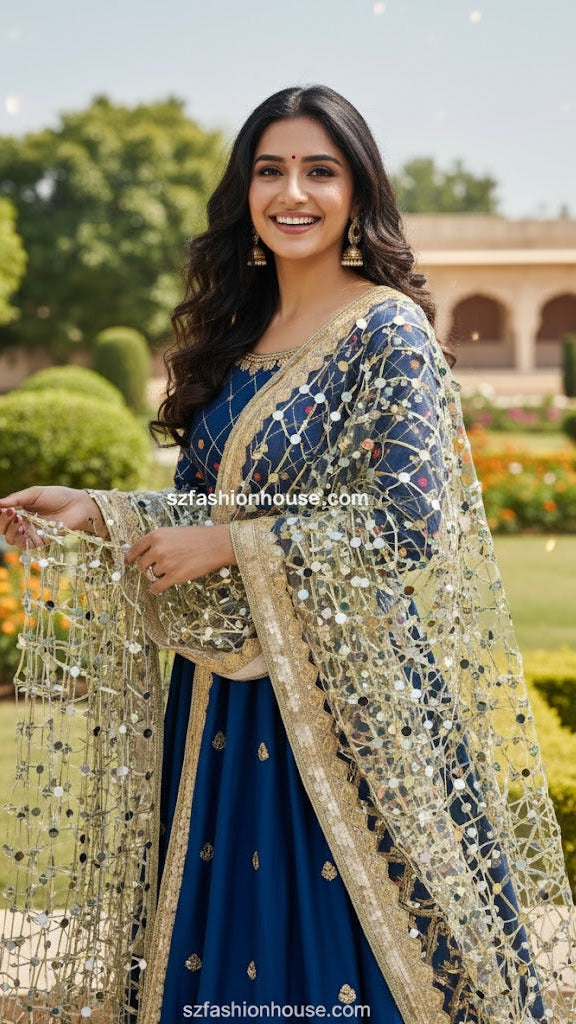 Gota patti dupatta with golden lace and mirror work