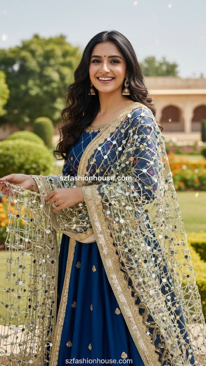 Gota patti dupatta with golden lace and mirror work